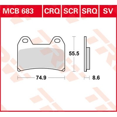 Pastillas de freno sinterizadas serie SV TRW MCB683SV