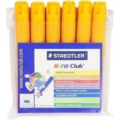 Staedtler Noris Watercolour 340 Pack de 6 Rotuladores de Gran Tamaño - Trazo 3mm Aprox - Lavable Facilmente - Tinta Base de Agua - Color Amarillo