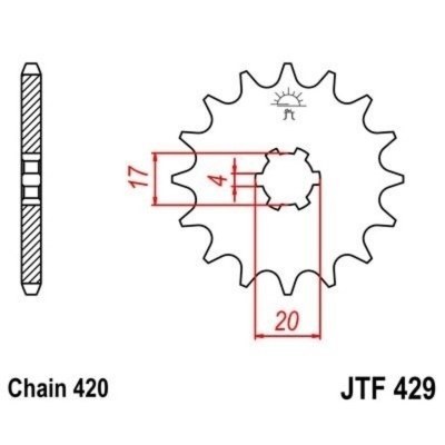 Piñon JT 429 de acero con 12 dientes JTF429.12