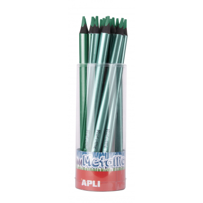 Apli Jumbo Metallic Lapiz Triangular de Color - 5mm de Grosor - Ideal para Mejor Sujecion - Mayor Cobertura en un Solo Trazo - Color Verde Metalizado