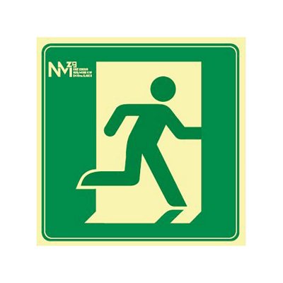 Señal de evacuación salida izq clase b, pvc 0.7mm, 21 x 21 cm