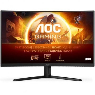 Monitor Gaming Curvo AOC CQ32G4VE 31.5/ QHD/ 0.5ms/ 180Hz/ VA/ Negro