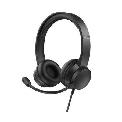 Auriculares Trust HS-200 On-Ear 24186/ con Micrófono/ USB/ Negros