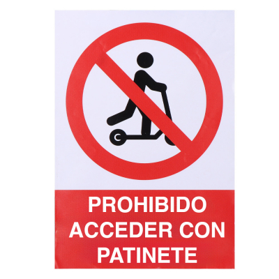 Señal adhesiva prohibido acceder con patinete 21x30cm