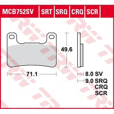 Pastillas de freno delanteras sinterizadas serie SRT TRW MCB752SRT
