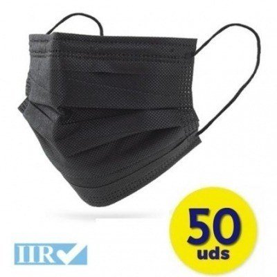 Mascarillas Quirúrgicas IIR Club Náutico/ Pack 50 uds/ Negra