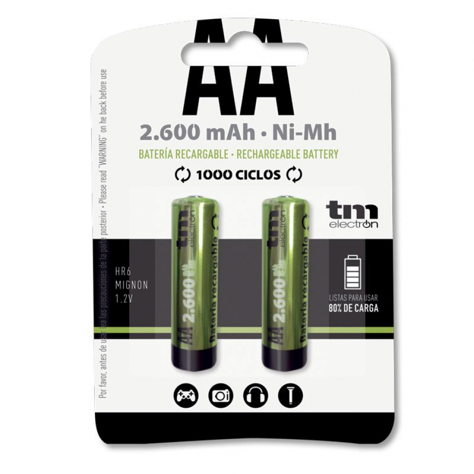 Baterias NiMh AA R06 2600mAh 1,2V (Blister 2 Baterias)