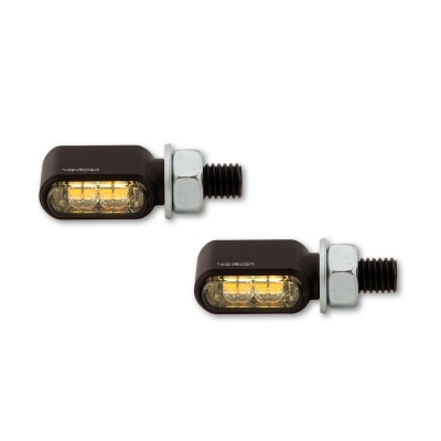 HIGHSIDER CNC LED turn signal/position light Little Bronx, black, tinted, E-approved, pair 204-2870