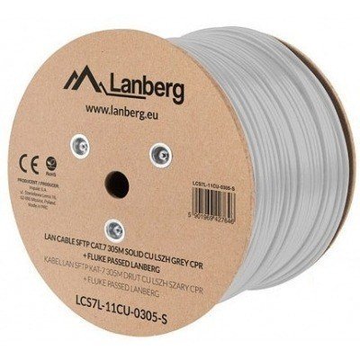 BOBINA CAT.7 LANBERG SFTP 305M SOLID CU LSZH CPR + FLUKE PASSED GRIS