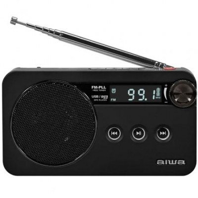 Radio Portátil Aiwa RS-77PLLBK/ con Batería/ Negra