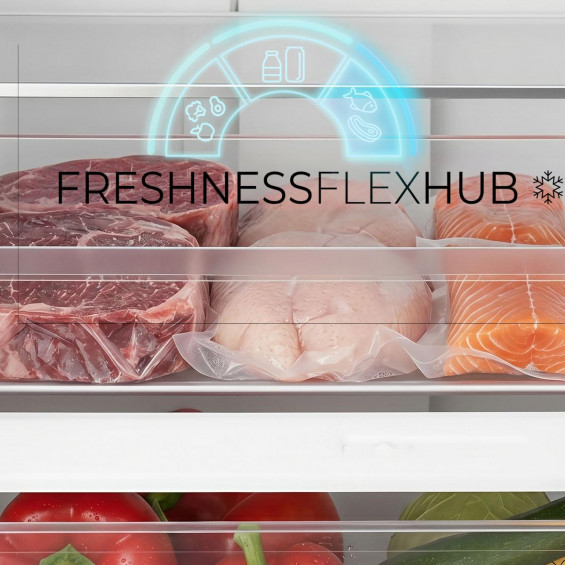 Frigorífico combi Cecotec 377 Inox A, 200 x 59.5 x 67.4 cm, clase A, 377 litros, CoolMatrix, FreshnessFlex, control de humedad, inox - imagen 6