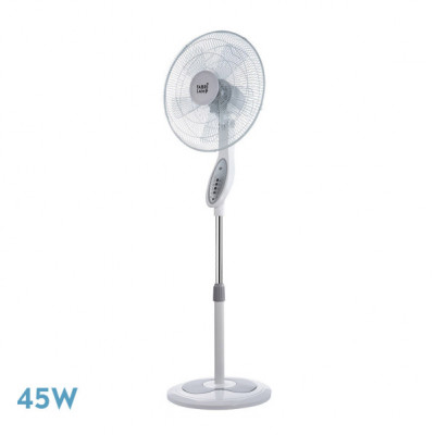Ventilador De Pie Floxo Blanco/gris 3 Vel. 45w C/remoto Temporizador 5 Aspas Regx44,5x40 Cm