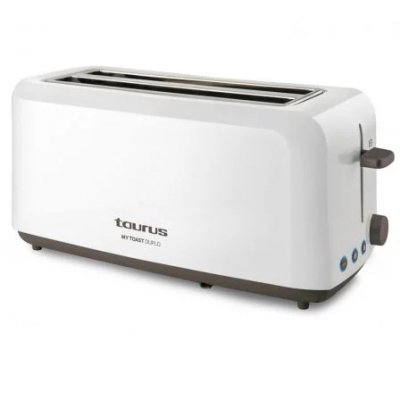 TOSTADOR DE PAN TAURUS MY TOAST DUPLO - 1450W - PIES ANTIDESLIZANTES - 2 RANURAS EXTRALARGAS - 3 FUNC. CANCELAR / RECALENTAR / DESCONGELAR - BLANCO