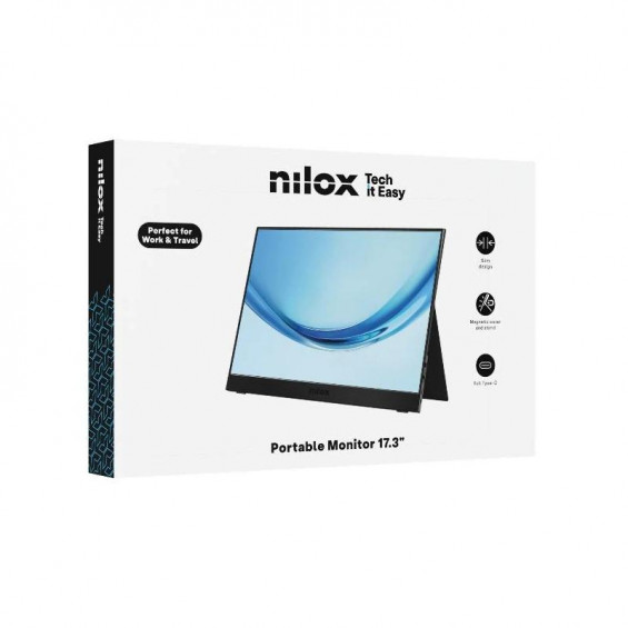 Monitor portátil Nilox NXMP17FHD601, 17,3 pulgadas, Full HD, IPS, 60 Hz, HDMI, USB-C, altavoces, negro - imagen 2