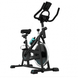 Bicicleta estática Indoor Cecotec DRUMFIT 6000 FORCIS, volante inercia 6 kg, resistencia manual, monitor LCD, soporte dispositivos, botella, porta botellas y calapiés, negro
