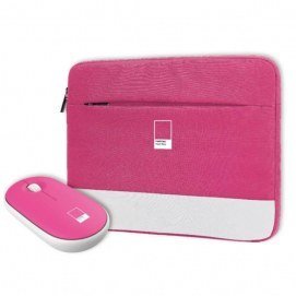 Funda para portátil Celly Kit Sleeve Pantone + ratón, 15.6", rosa