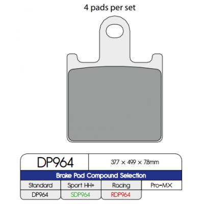 Pastillas de freno metal sinterizado estándar DP BRAKES DP964