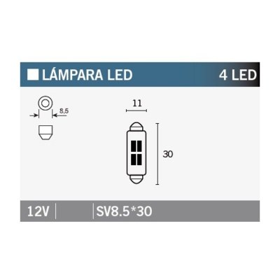 Caja de 10 lámparas 4LED SV8.5*30 SV8.5*30-12V-WHITE