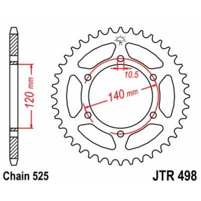 Corona JT 498 de acero con 40 dientes JTR498.40