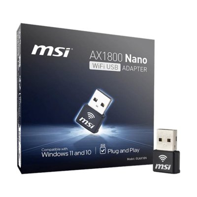 Nano adaptador wifi6 usb msi guax18n ax1800