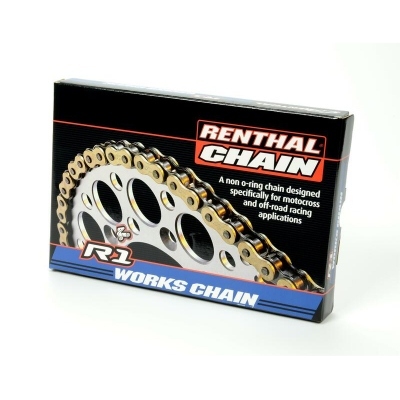 Cadena Renthal 428R1 con 122 eslabones negro/oro C268