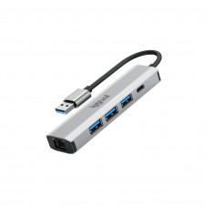 iggual Hub USB-A 5 puertos 3xUSB + RJ45 + tipo C