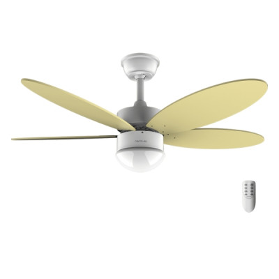 Cecotec EnergySilence Aero 4260 SunLight Ventilador de Techo con 5 Aspas y Luz LED Integrada - 40W - Diametro de 42 - 6 Velocidades - Aspas Reversibles - Temporizador - Color Amarillo