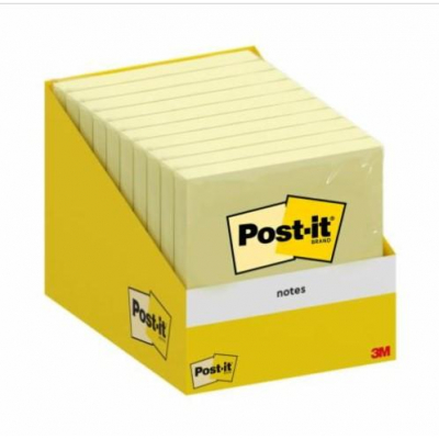 Post-It Pack de 10 Blocs de 100 Notas Adhesivas Reposicionables - Forma Cuadrada - 76x76mm - Color Amarillo Claro