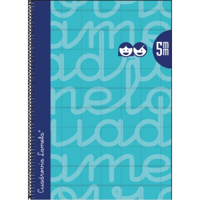 Lamela Cuaderno Espiral con 80 Hojas de 90g/m2 con Margen - Formato Folio - Pauta Cuadrovia de 5mm - Cubierta Extra Dura - Papel Offset Blanco Extra - Color Turquesa