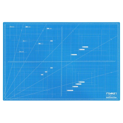 Dahle 10693 Plancha de Corte A1 60x90cm - 5 Capas con Nucleo Resistente al Corte - Lineas de Orientacion - Color Azul