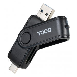 Tooq LECTOR TARJETAS USB-C 2.0+USB-A 3.0, SD/TF, NEGRO