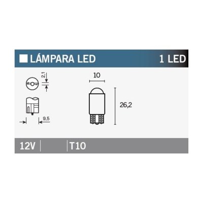 Caja de 10 lámparas 1LED T10 T10-12V-WHITE