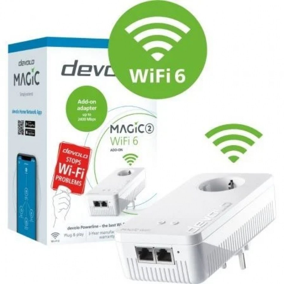 Adaptador Powerline Devolo Magic 2 WiFi 6/ 2400Mbps/ Alcance 500m