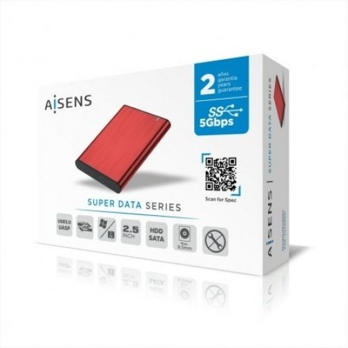 Caja Externa para Disco Duro de 2.5 Aisens ASE-2525RED/ USB 3.1/ Sin tornillos