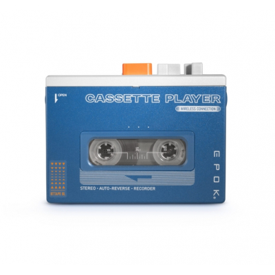 Bigben Epok Reproductor de Cintas Cassette Bluetooth - Altavoz Incorporado - Entrada de Auriculares - Auriculares Incluidos - Bateria 1200mAh - Color Azul