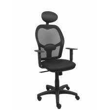 Piqueras y Crespo Silla Alocén malla negra asiento similpiel negro brazos regulables cabecero fijo