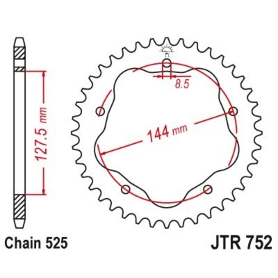 Corona JT SPROCKETS aluminio 752 - Paso 525 JTR752.36