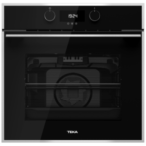 Horno convencional Teka HLB 840P SS, abatible, multifunción, turbo, 8 programas, 1 guía extraible, 70 litros, pirolítico, Hydroclean PRO, Ref: 41566010/41566015, clase A+, cristal negro