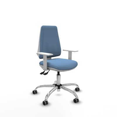 Elche blanca asincro bali azul cielo brazos blancos base cromada ruedas 65mm engomadas