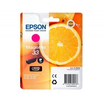 Epson T3343 (33) Magenta Cartucho de Tinta Original - C13T33434012