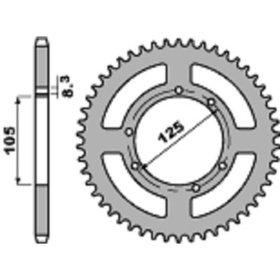 Corona PBR 56 dientes aluminio ultraligero paso 428 tipo 4413 Derbi DRD 125 4413.56L