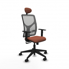 Piqueras y Crespo Motilla sincro malla gris bali marr?n brazos 1D base piramidal cabecero fijo ruedas 65mm nailon