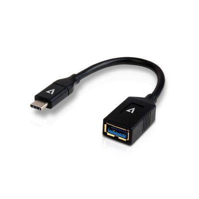 Cable USB negro con conector USB 3.0 A hembra a USB-C macho 0.3m 1ft