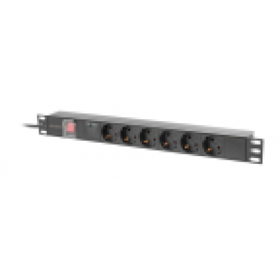 REGLETA LANBERG 1U 16A RACK 19 6X SOCKET SCHUKO NEGRO 2M