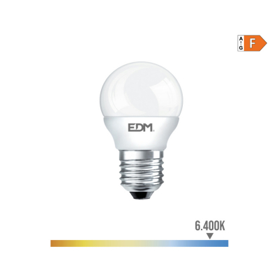 Bombilla esferica led e27 7 w 600 lm 6400 k luz fria ø4,5 x 8 cm