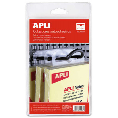 Apli Pack de 100 Colgadores Autoadhesivos Eurohole 34x48mm - Ideal para Productos de Bajo y Medio Peso