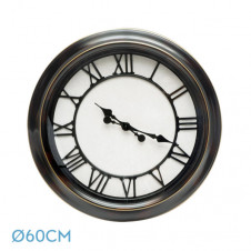 Reloj De Pared Almita Negro Rustico 60d Agujas Retro Industrial Gran Tamaño