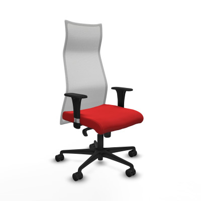 Albacete malla sincro malla blanca similpiel rojo brazos 1D base nailon ruedas 65 mm nailon