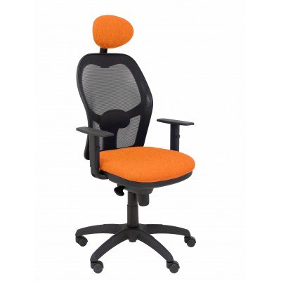 Silla Jorquera malla negra asiento bali naranja con cabecero fijo