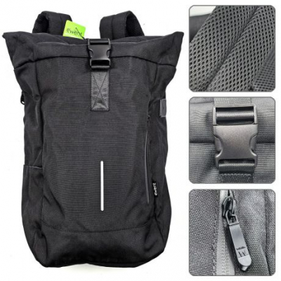 Ewent EW2536 Trendy Roll Mochila para Portatil hasta 17,3 - Imprermeable - Correa para Trolley - Espalda y Hombros Transpirables - Bolsillo Trasero Antirobo - Color Negro